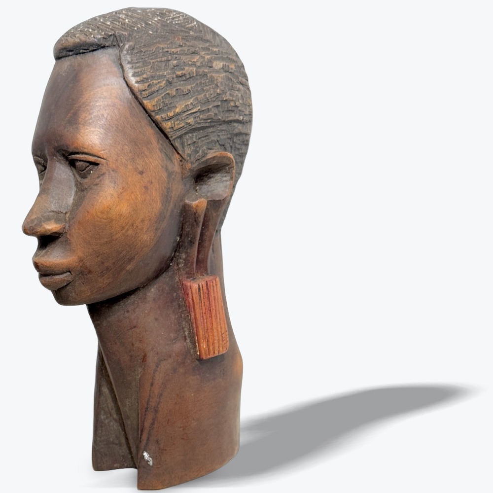 African‎ Ebony Hand Carved Fulani Ghana Woman Bust Statue Vintage - Picture 2 of 12